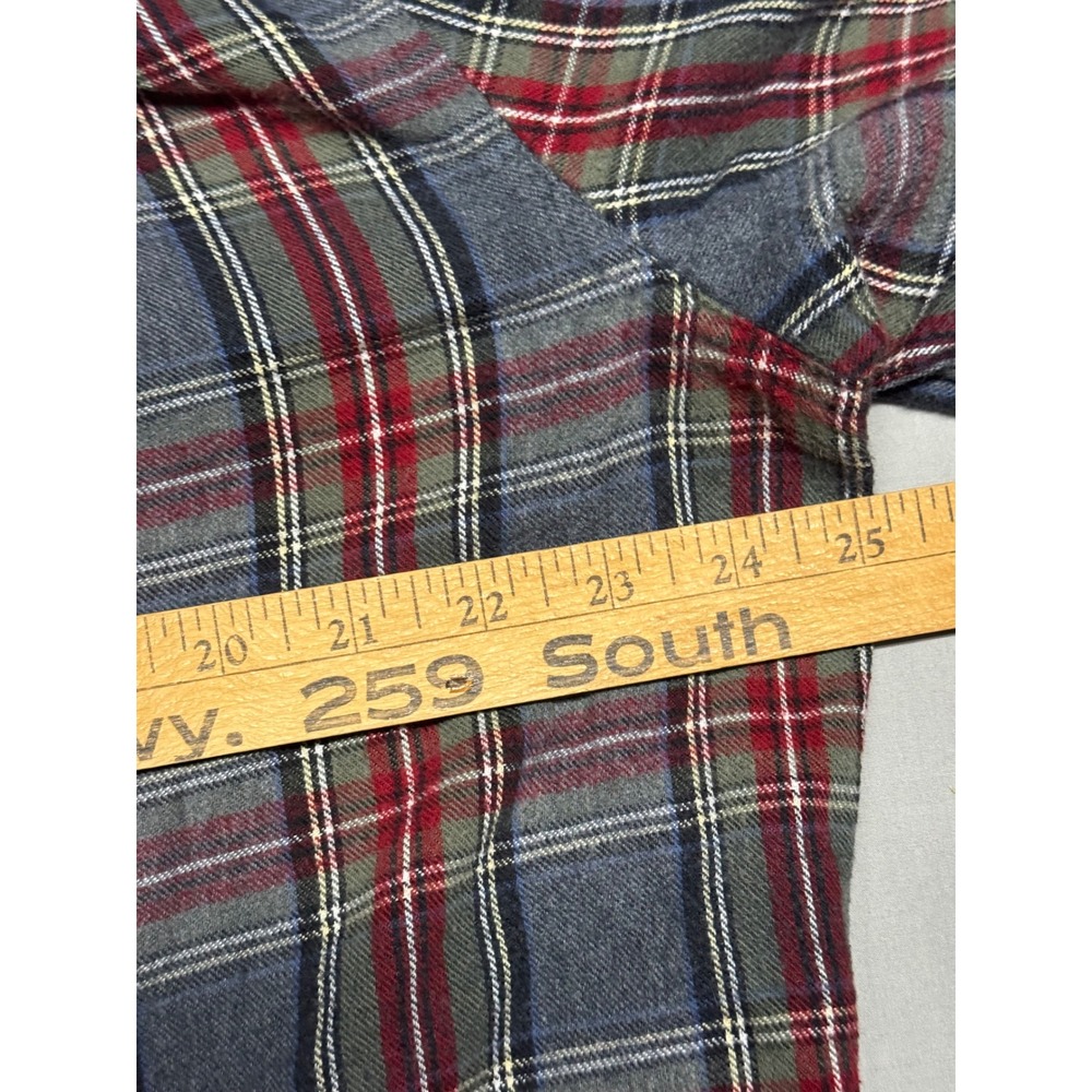 LL Bean Mens Large Tall Slightly Fitted Plaid Flannel Shirt Grey Red 298168 - Picture 7 of 7
